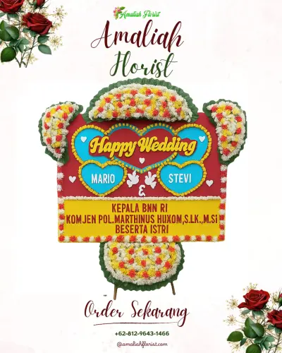 Karangan Papan Bunga Pernikahan cikokol